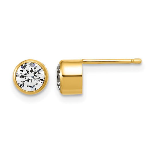 1/20 14K Gold Filled 5.60mm Cubic Zirconia Bezel Post Earrings