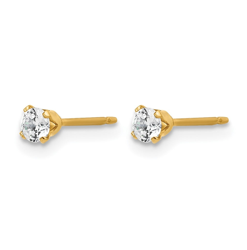 1/20 14K Gold Filled 3mm Cubic Zirconia Stud Post Earrings