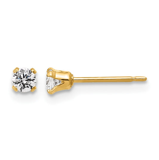 1/20 14K Gold Filled 3mm Cubic Zirconia Stud Post Earrings