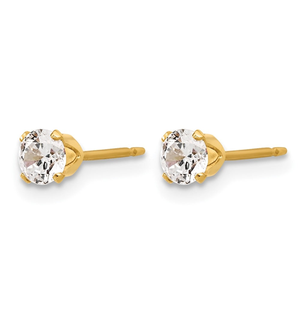 1/20 14K Gold Filled 4mm Cubic Zirconia Stud Post Earrings