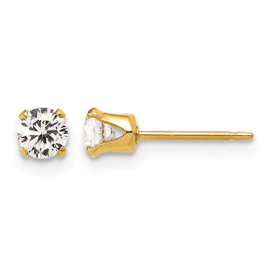 1/20 14K Gold Filled 4mm Cubic Zirconia Stud Post Earrings