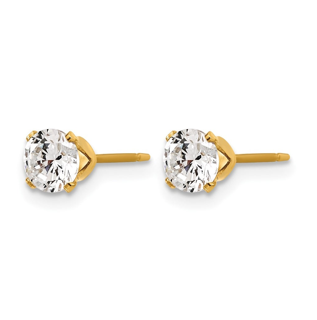 1/20 14K Gold Filled 5mm Cubic Zirconia Stud Post Earrings