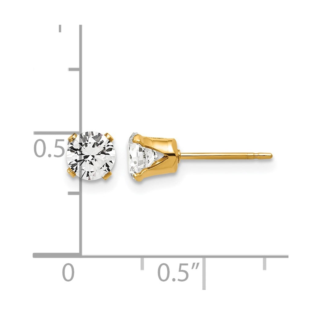 1/20 14K Gold Filled 5mm Cubic Zirconia Stud Post Earrings