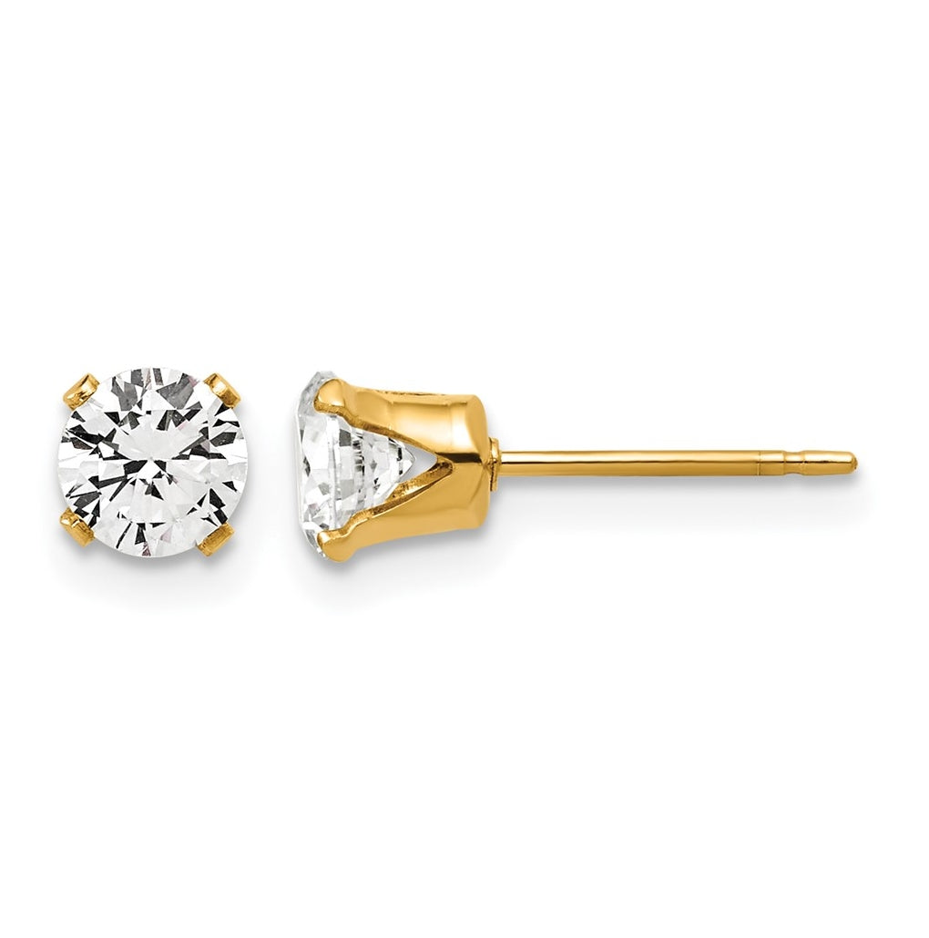 1/20 14K Gold Filled 5mm Cubic Zirconia Stud Post Earrings