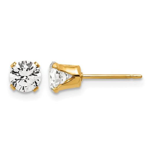 1/20 14K Gold Filled 5mm Cubic Zirconia Stud Post Earrings