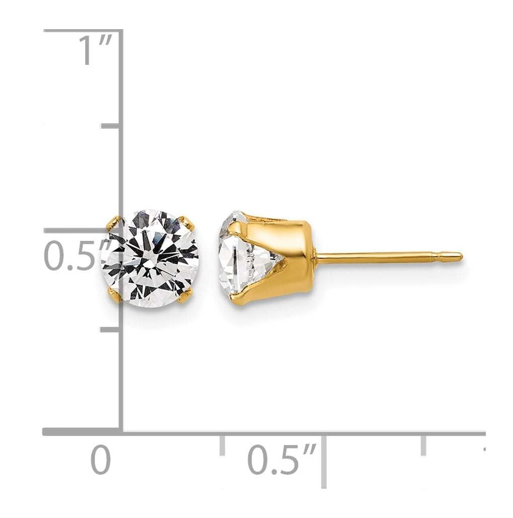 1/20 14K Gold Filled 6mm Cubic Zirconia Stud Post Earrings
