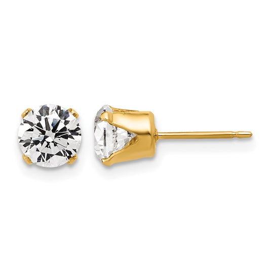 1/20 14K Gold Filled 6mm Cubic Zirconia Stud Post Earrings