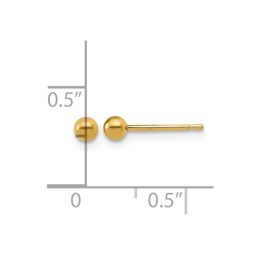 1/20 14K Gold Filled 3mm Ball Post Earrings