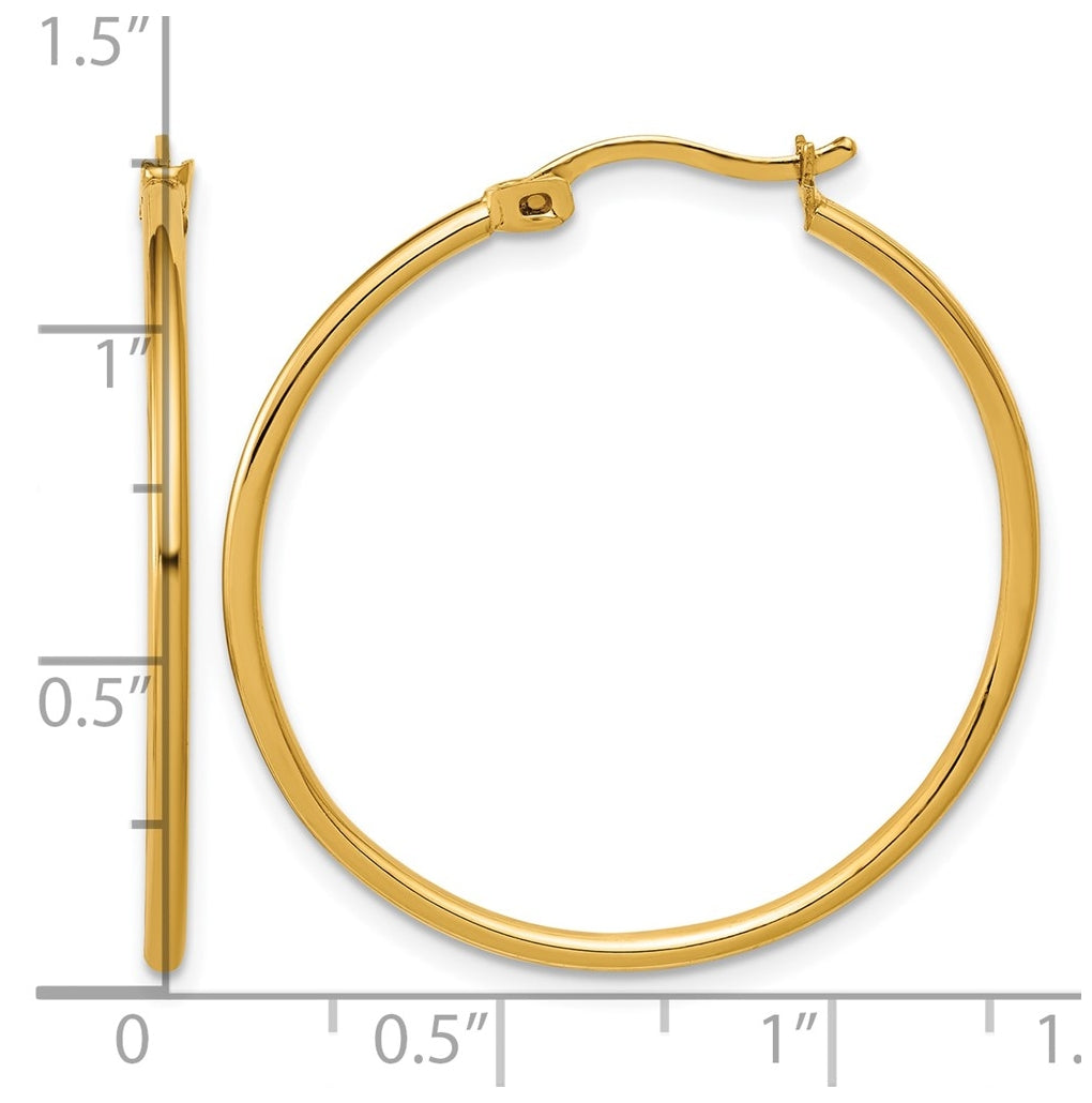 1/20 14K Gold Filled 1.5x30mm Round Tube Hoop Earrings
