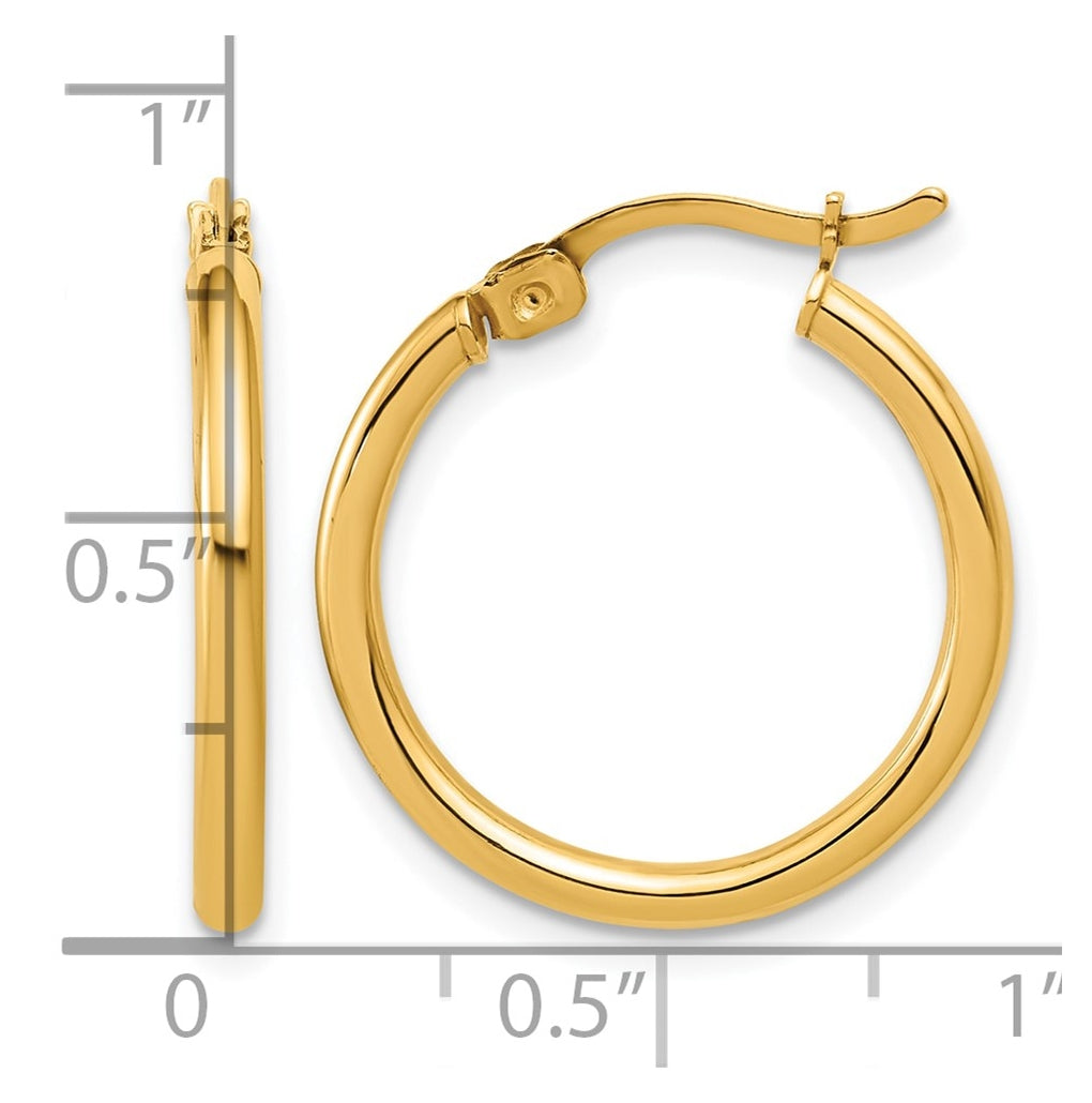 1/20 14K Gold Filled 2x20mm Round Tube Hoop Earrings