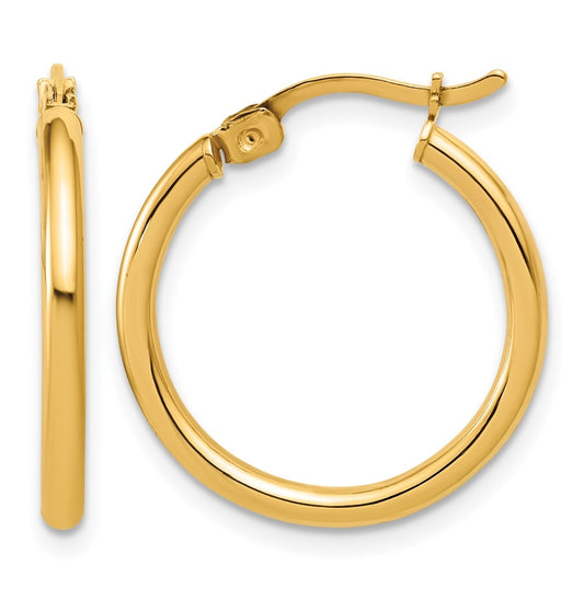 1/20 14K Gold Filled 2x20mm Round Tube Hoop Earrings