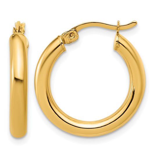 1/20 14K Gold Filled 3x20mm Round Tube Hoop Earrings