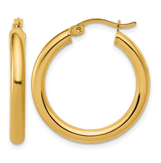 1/20 14K Gold Filled 3x25mm Round Tube Hoop Earrings