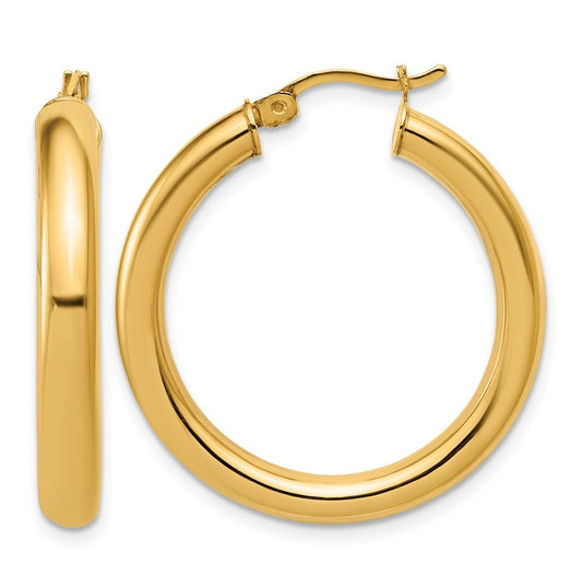 1/20 14K Gold Filled 4x30mm Round Tube Hoop Earrings