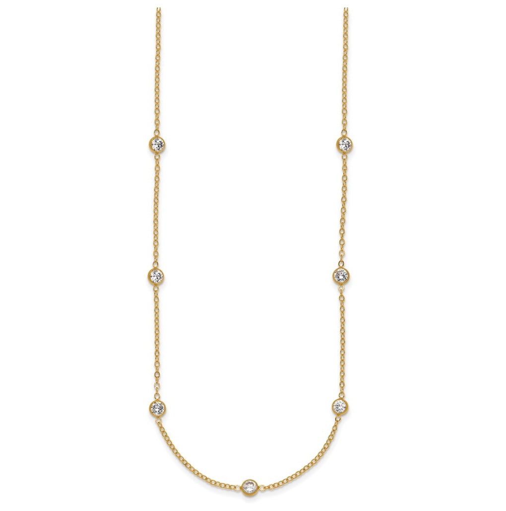 1/20 14K Gold Filled 9-Station Cubic Zirconia 16in with 2in ext. Necklace