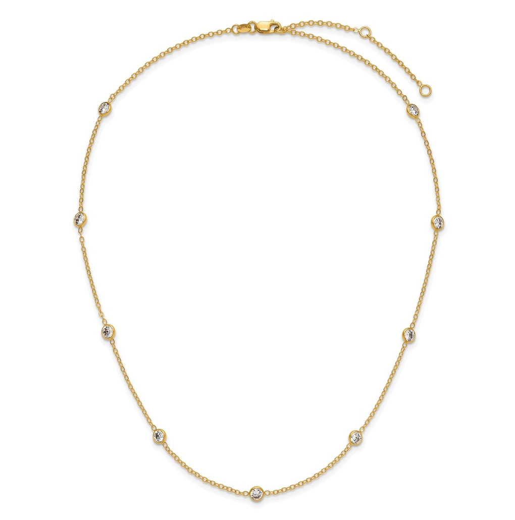 1/20 14K Gold Filled 9-Station Cubic Zirconia 16in with 2in ext. Necklace