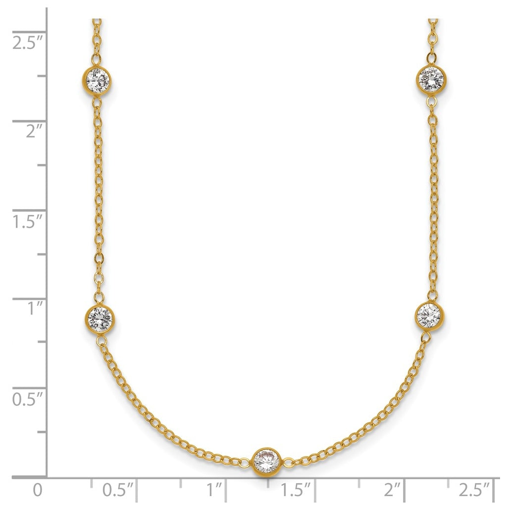 1/20 14K Gold Filled 9-Station Cubic Zirconia 16in with 2in ext. Necklace