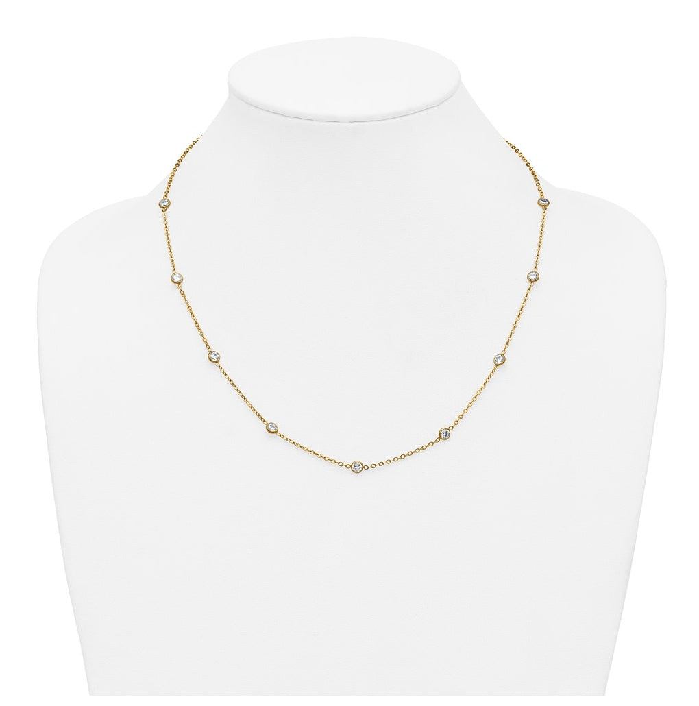 1/20 14K Gold Filled 9-Station Cubic Zirconia 18in with 2in ext. Necklace