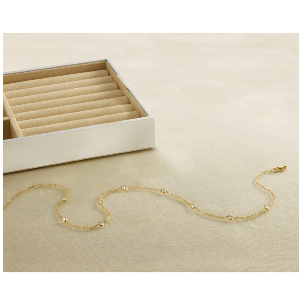 1/20 14K Gold Filled 9-Station Cubic Zirconia 18in with 2in ext. Necklace