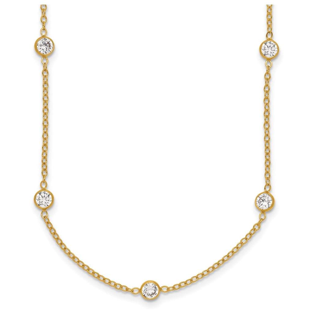 1/20 14K Gold Filled 9-Station Cubic Zirconia 18in with 2in ext. Necklace