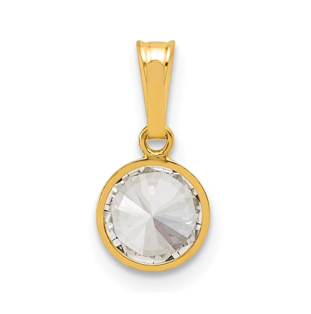 1/20 14K Gold Filled 6.75mm Cubic Zirconia Bezel Pendant
