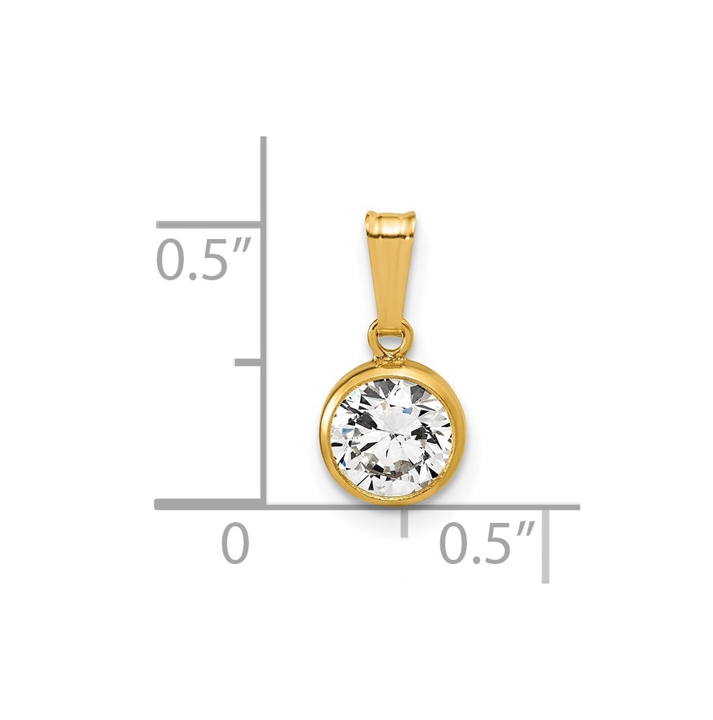 1/20 14K Gold Filled 6.75mm Cubic Zirconia Bezel Pendant