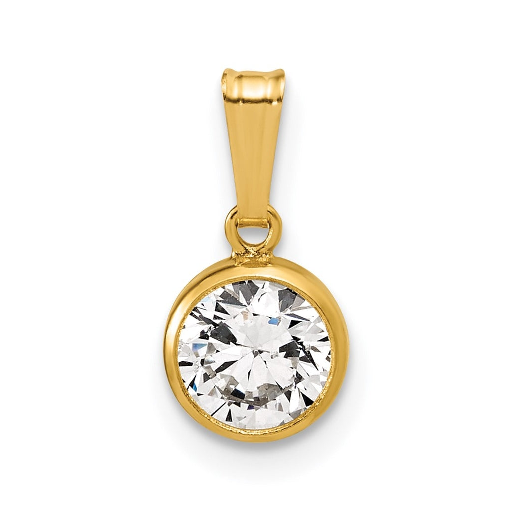 1/20 14K Gold Filled 6.75mm Cubic Zirconia Bezel Pendant