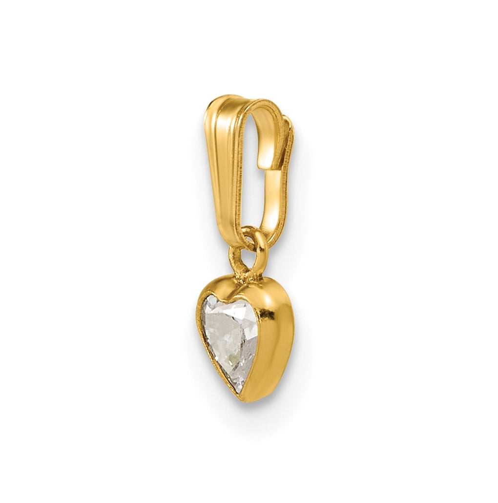 1/20 14K Gold Filled 4.50mm Heart Cubic Zirconia Bezel Pendant