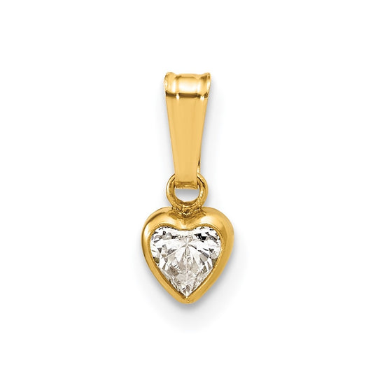 1/20 14K Gold Filled 4.50mm Heart Cubic Zirconia Bezel Pendant