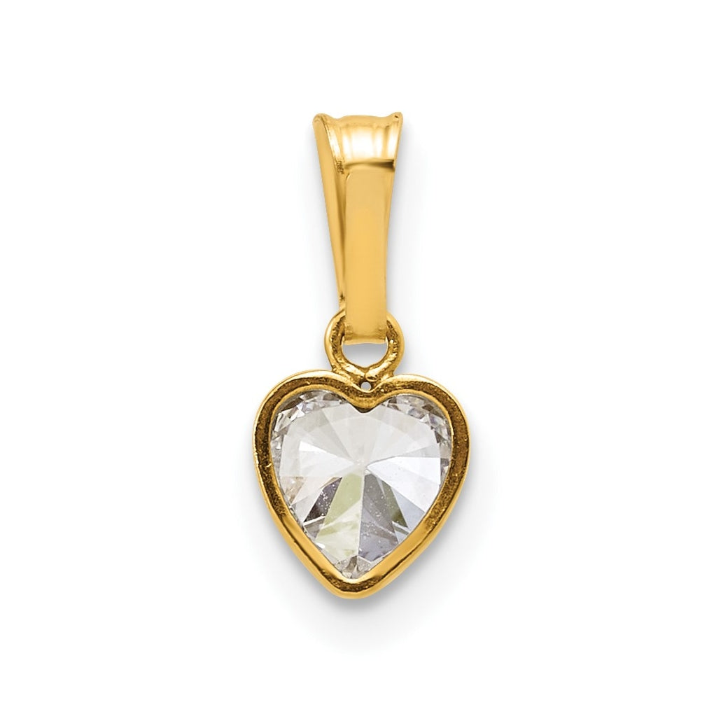 1/20 14K Gold Filled 5.50mm Heart Cubic Zirconia Bezel Pendant