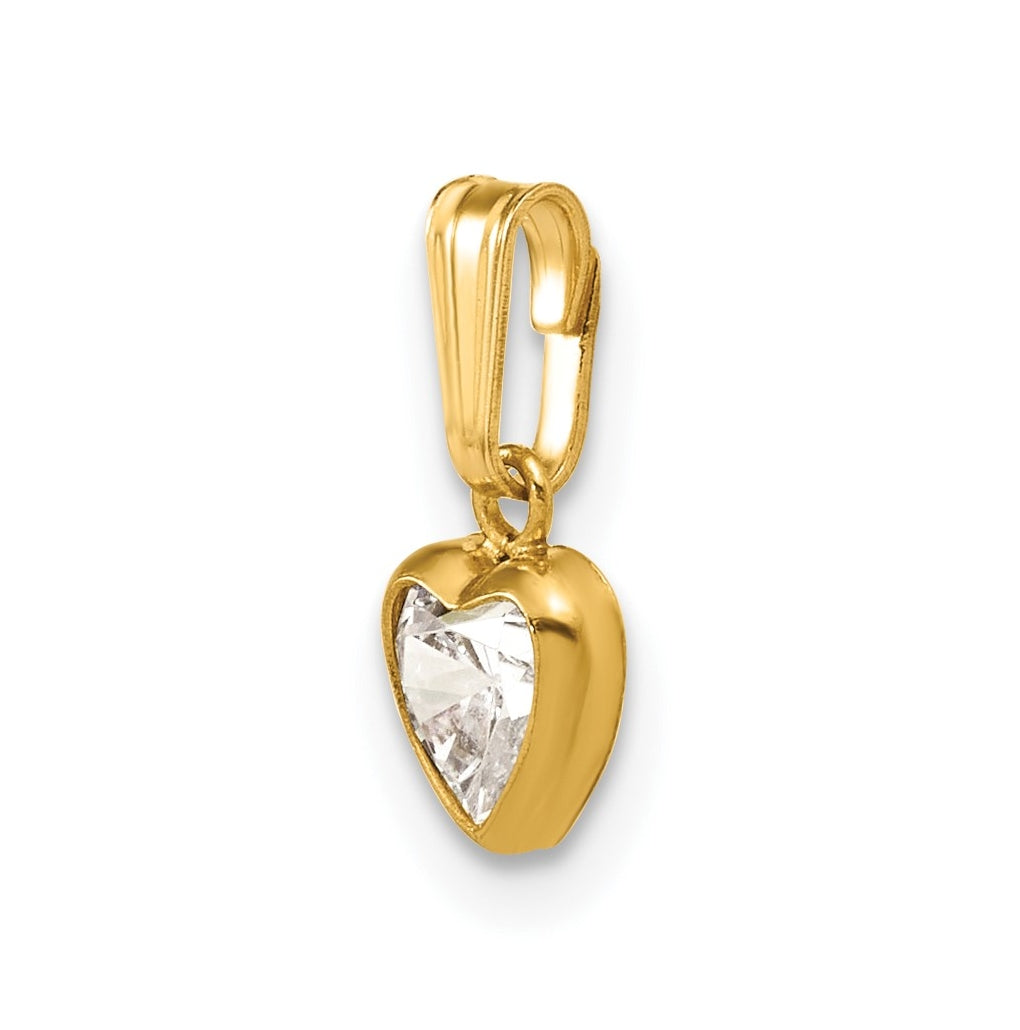 1/20 14K Gold Filled 5.50mm Heart Cubic Zirconia Bezel Pendant