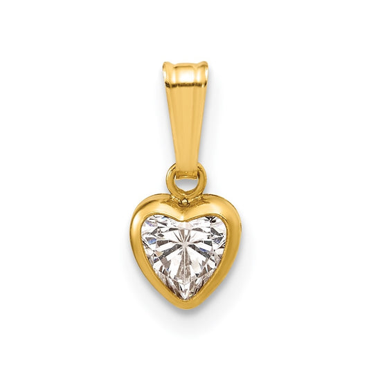 1/20 14K Gold Filled 5.50mm Heart Cubic Zirconia Bezel Pendant