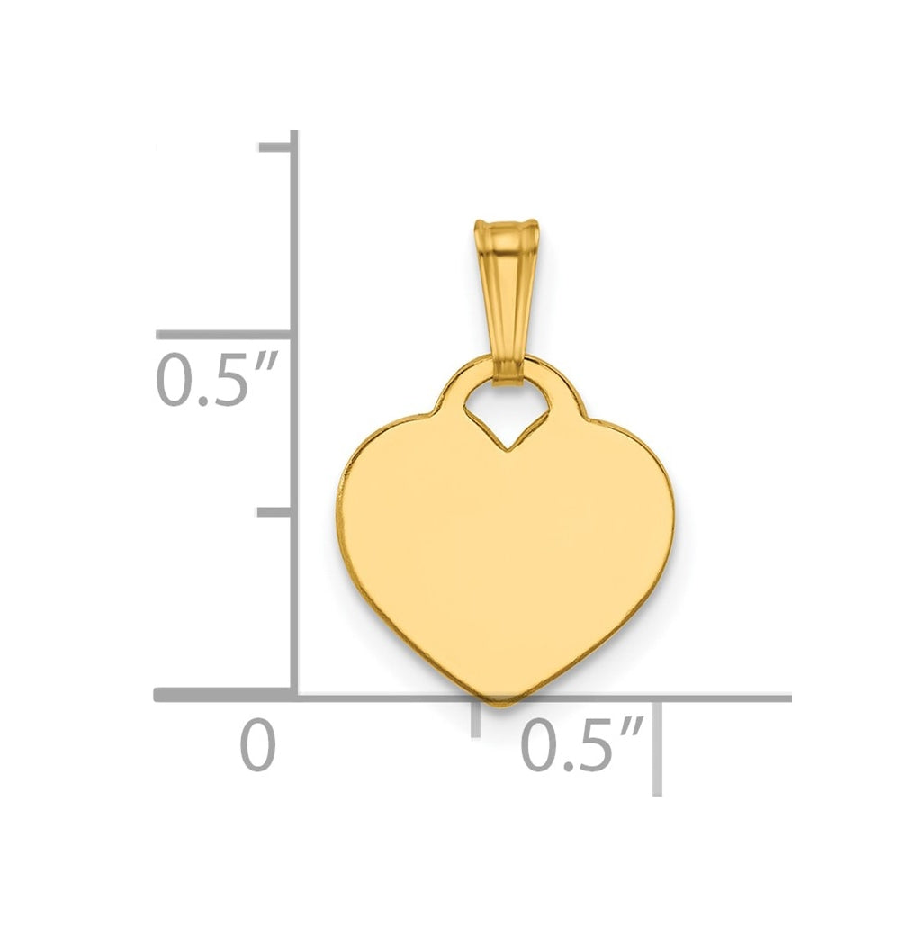 1/20 14K Gold Filled 12.5 x 12mm 0.5mm Thick Heart Disc Pendant