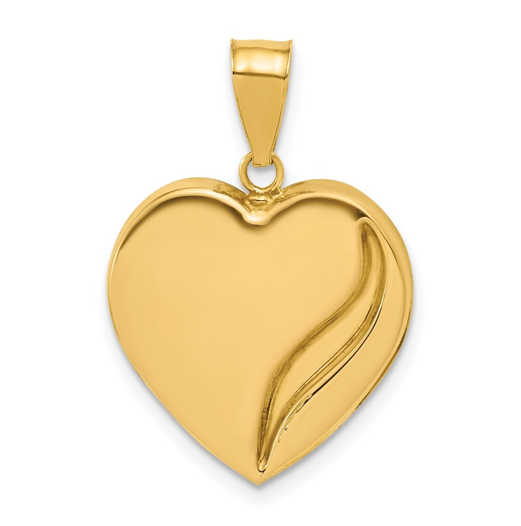 1/20 14K Gold Filled 18mm Indented Heart Pendant – Elegant Jewelry Gift for Birthday, Anniversary, Engagement, Wedding