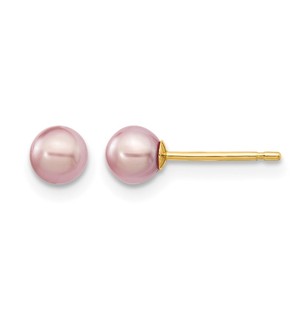 1/20 14K Gold Filled Round FWC Pearl Stud Post Earrings