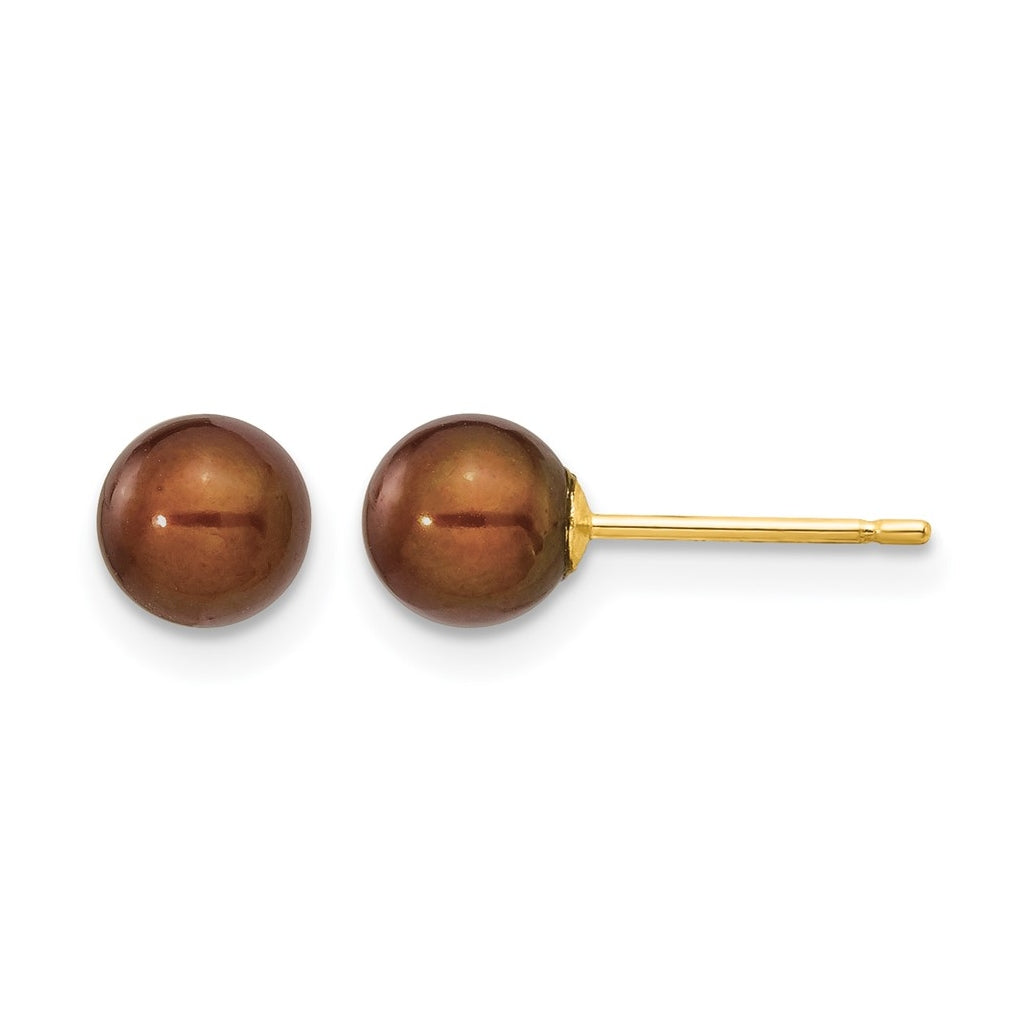 1/20 14K Gold Filled Round FWC Pearl Stud Post Earrings