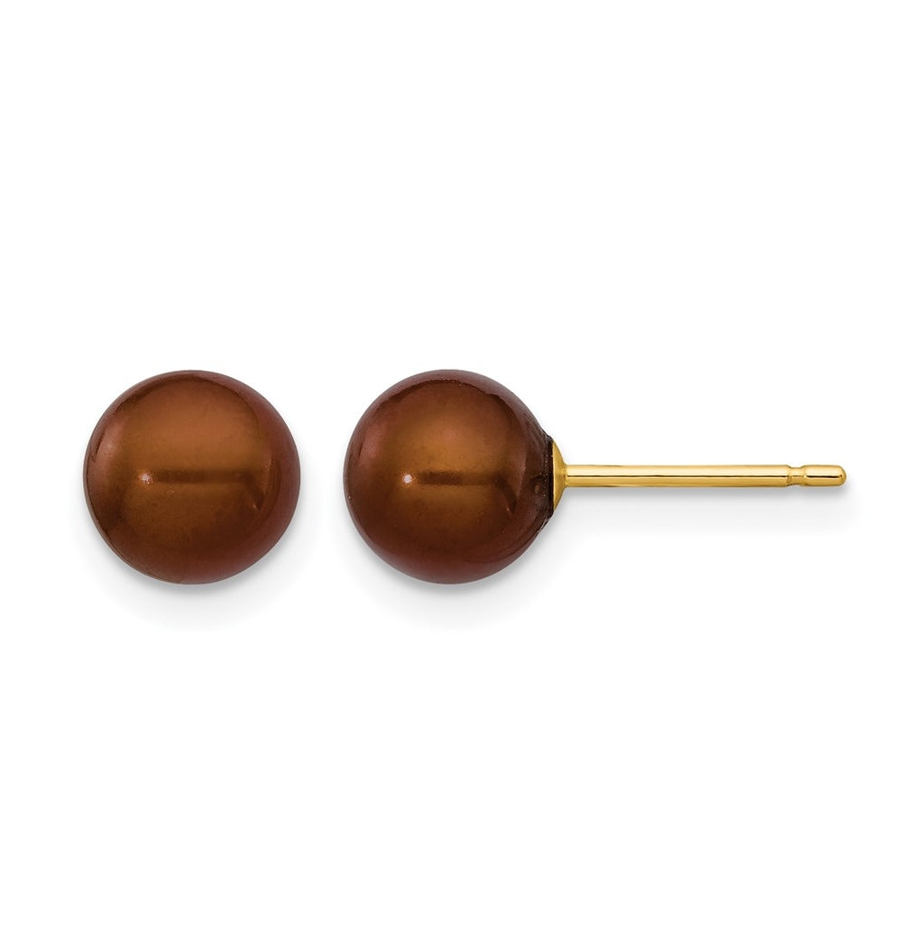 1/20 14K Gold Filled Round FWC Pearl Stud Post Earrings
