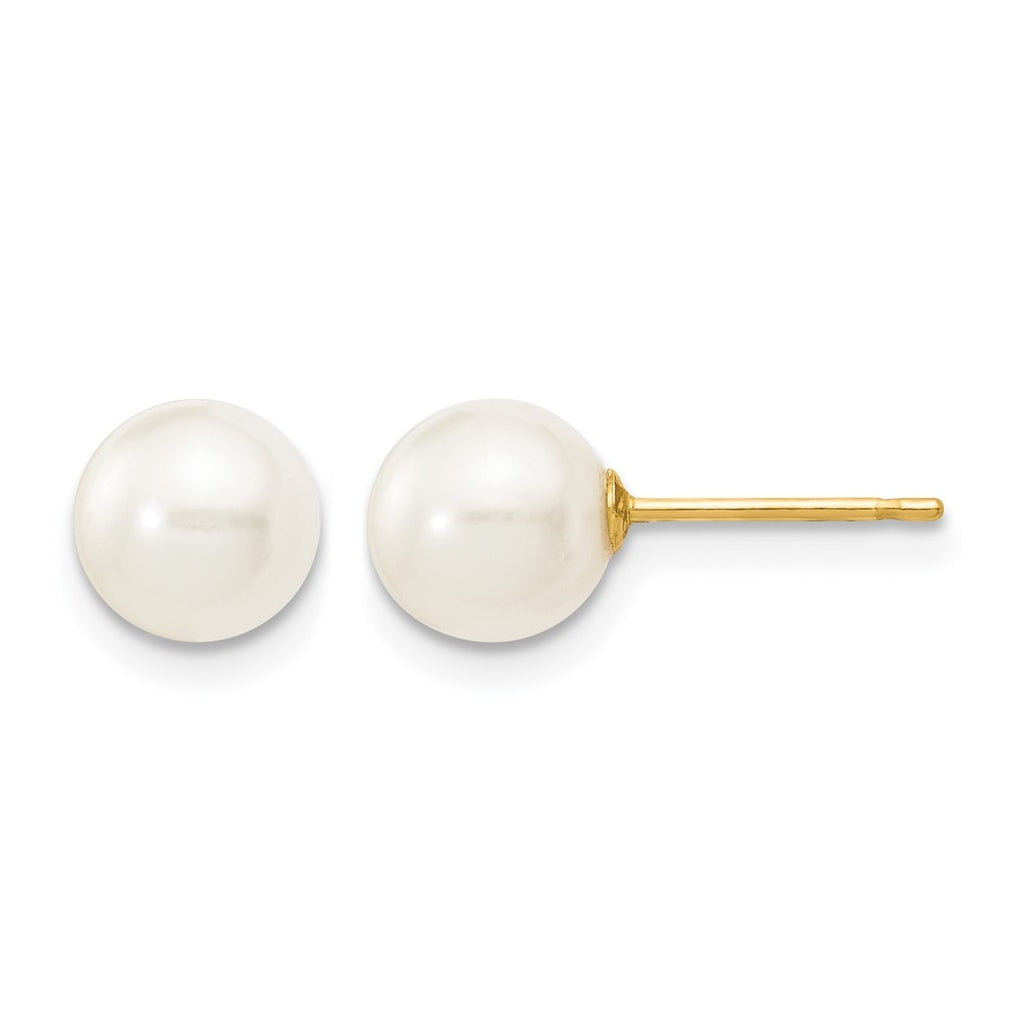 1/20 14K Gold Filled Round FWC Pearl Stud Post Earrings