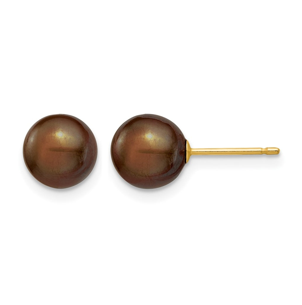 1/20 14K Gold Filled Round FWC Pearl Stud Post Earrings