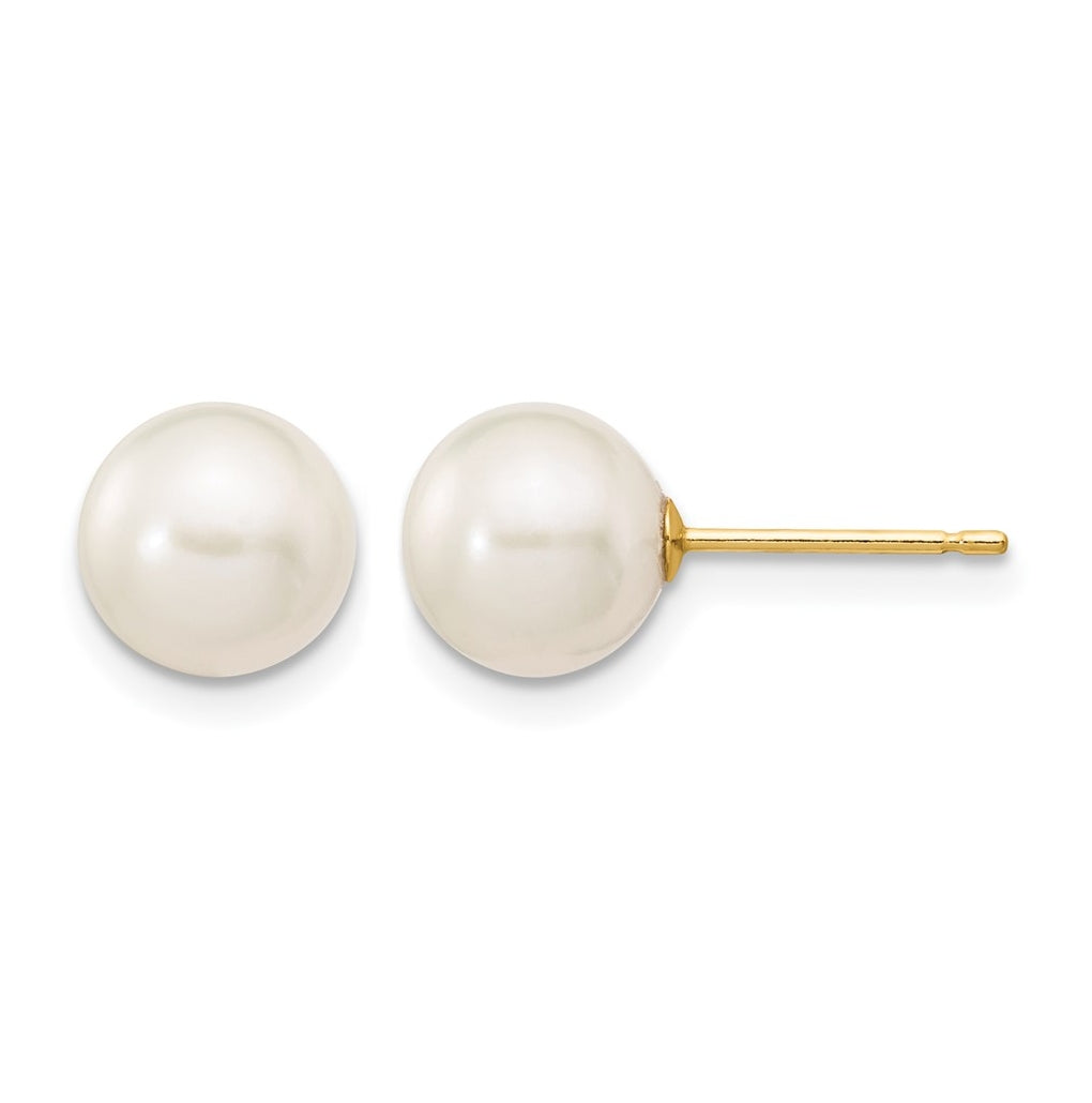 1/20 14K Gold Filled Round FWC Pearl Stud Post Earrings