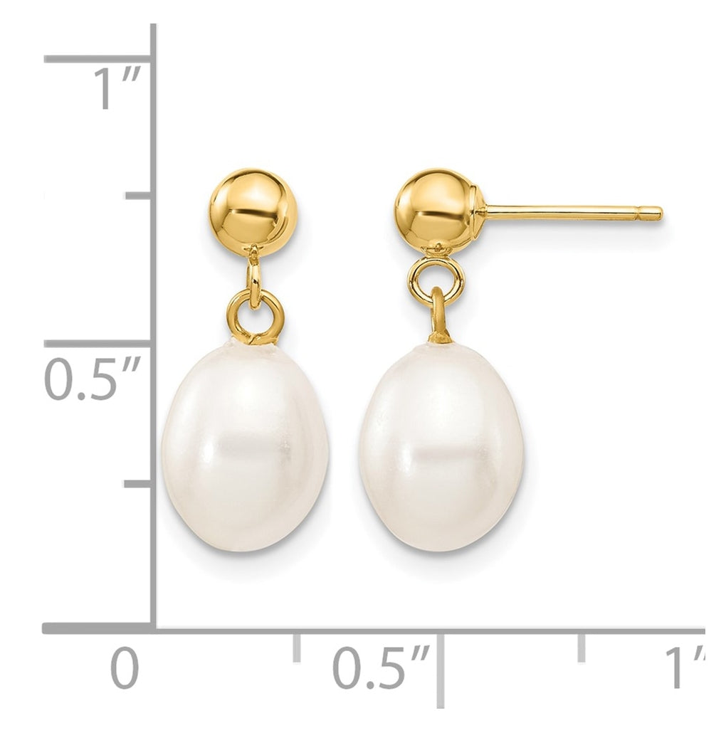 1/20 14K Gold Filled Rice FWC Pearl Post Dangle Earrings