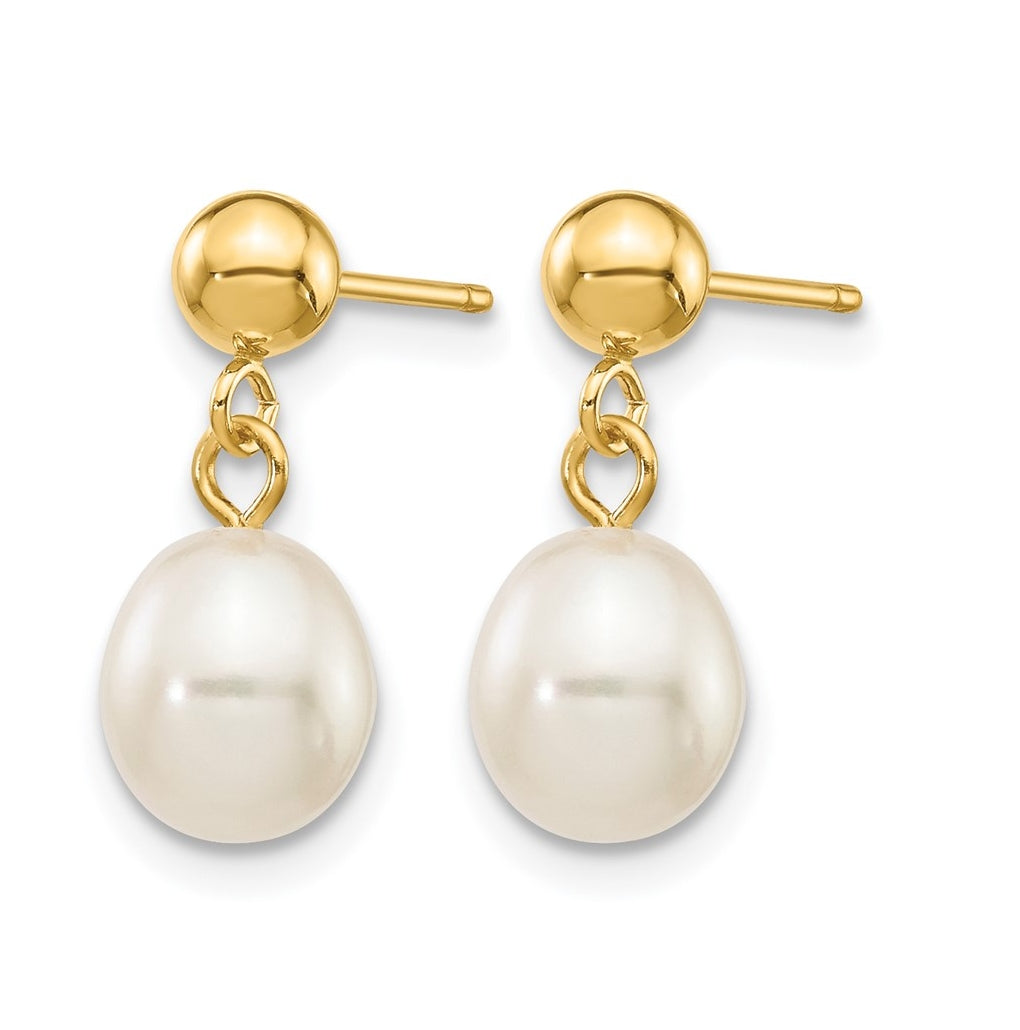 1/20 14K Gold Filled Rice FWC Pearl Post Dangle Earrings