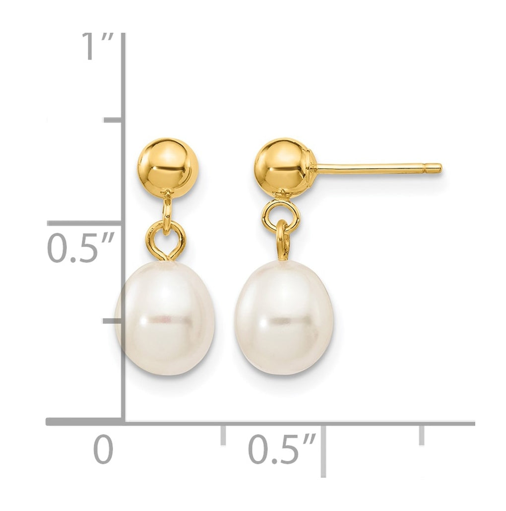1/20 14K Gold Filled Rice FWC Pearl Post Dangle Earrings