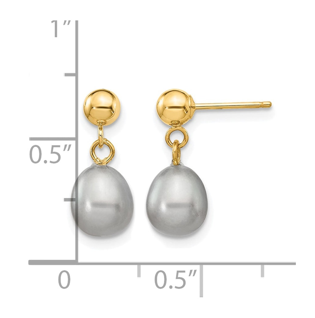 1/20 14K Gold Filled Rice FWC Pearl Post Dangle Earrings