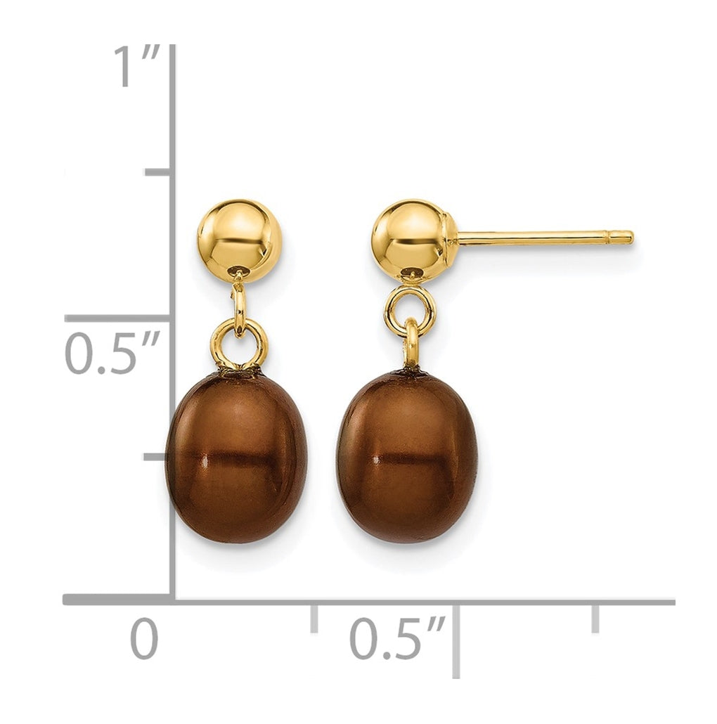 1/20 14K Gold Filled Rice FWC Pearl Post Dangle Earrings