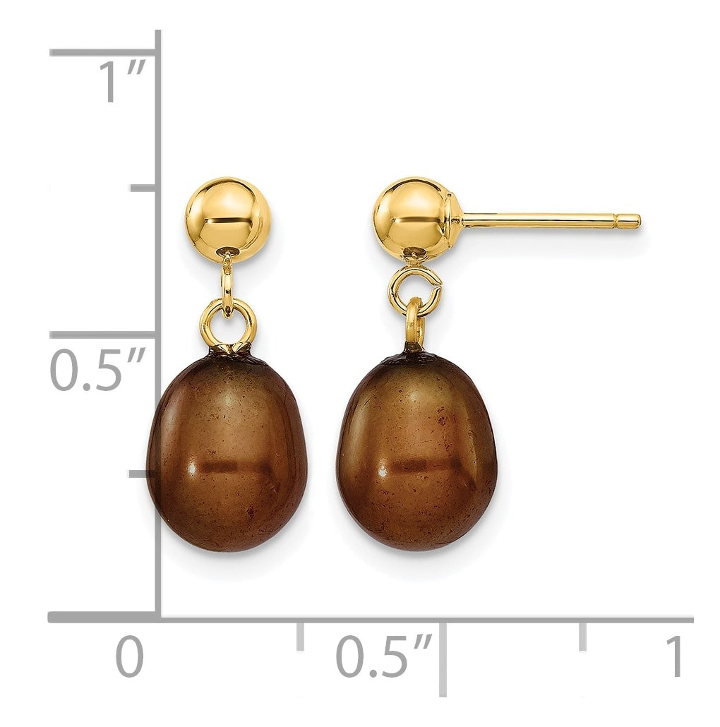 1/20 14K Gold Filled Rice FWC Pearl Post Dangle Earrings