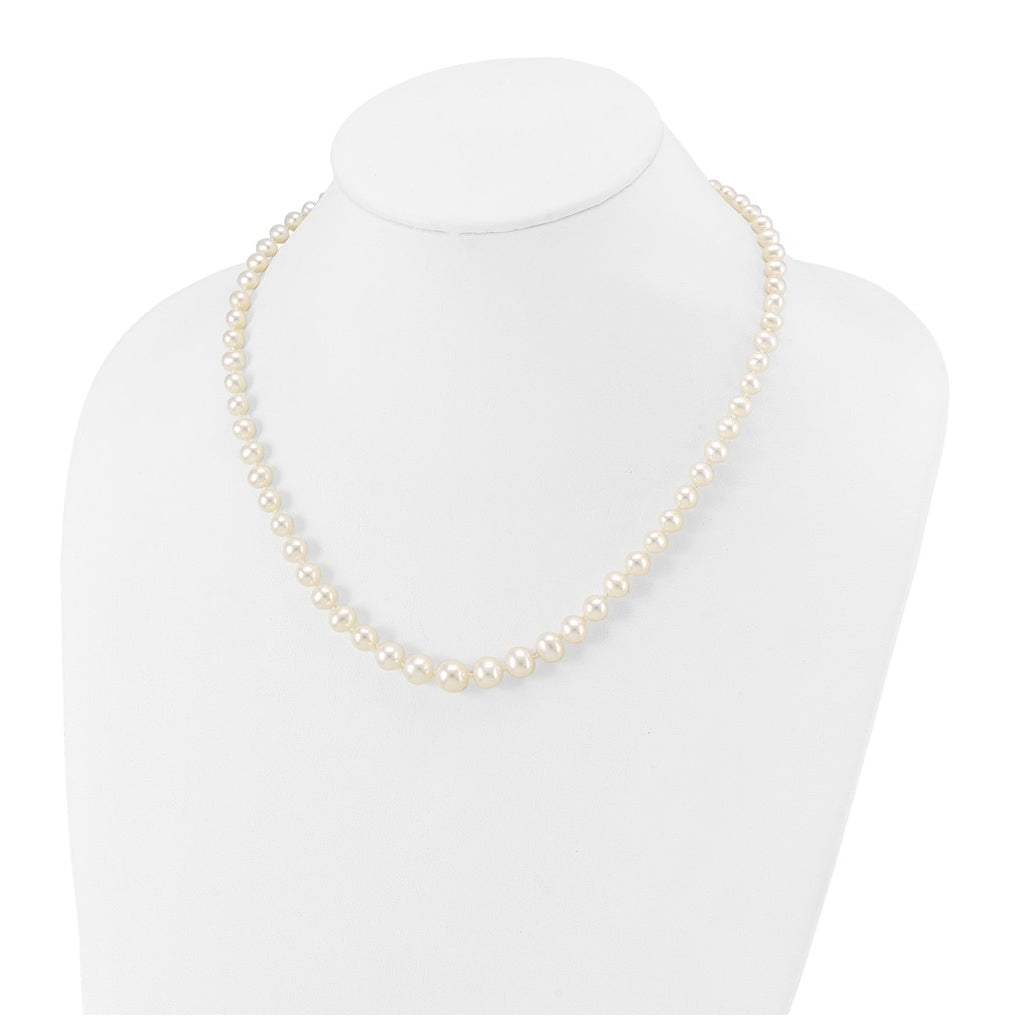 1/20 14K Gold Filled 4-8mm White Freshwater Culture Pearl Graduated 18in Necklace