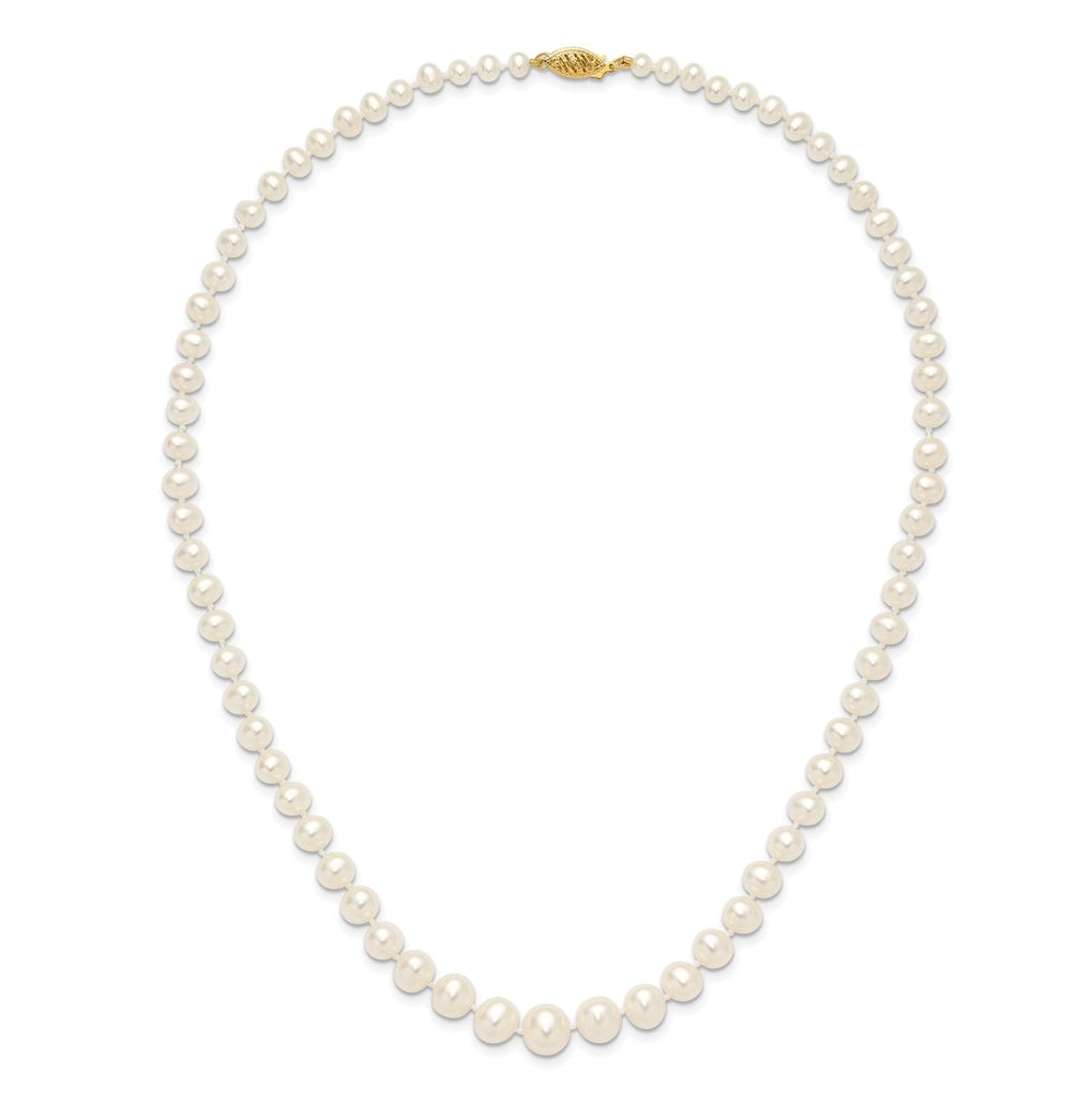 1/20 14K Gold Filled 4-8mm White Freshwater Culture Pearl Graduated 18in Necklace
