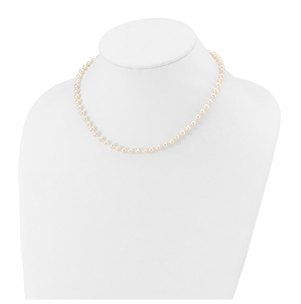 1/20 14K Gold Filled 4-5mm White Semi Round Freshwater Culture Pearl Necklace