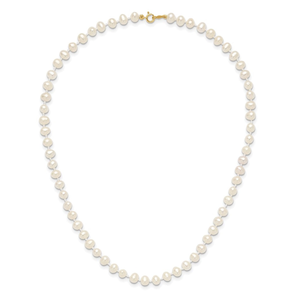 1/20 14K Gold Filled 4-5mm White Semi Round Freshwater Culture Pearl Necklace